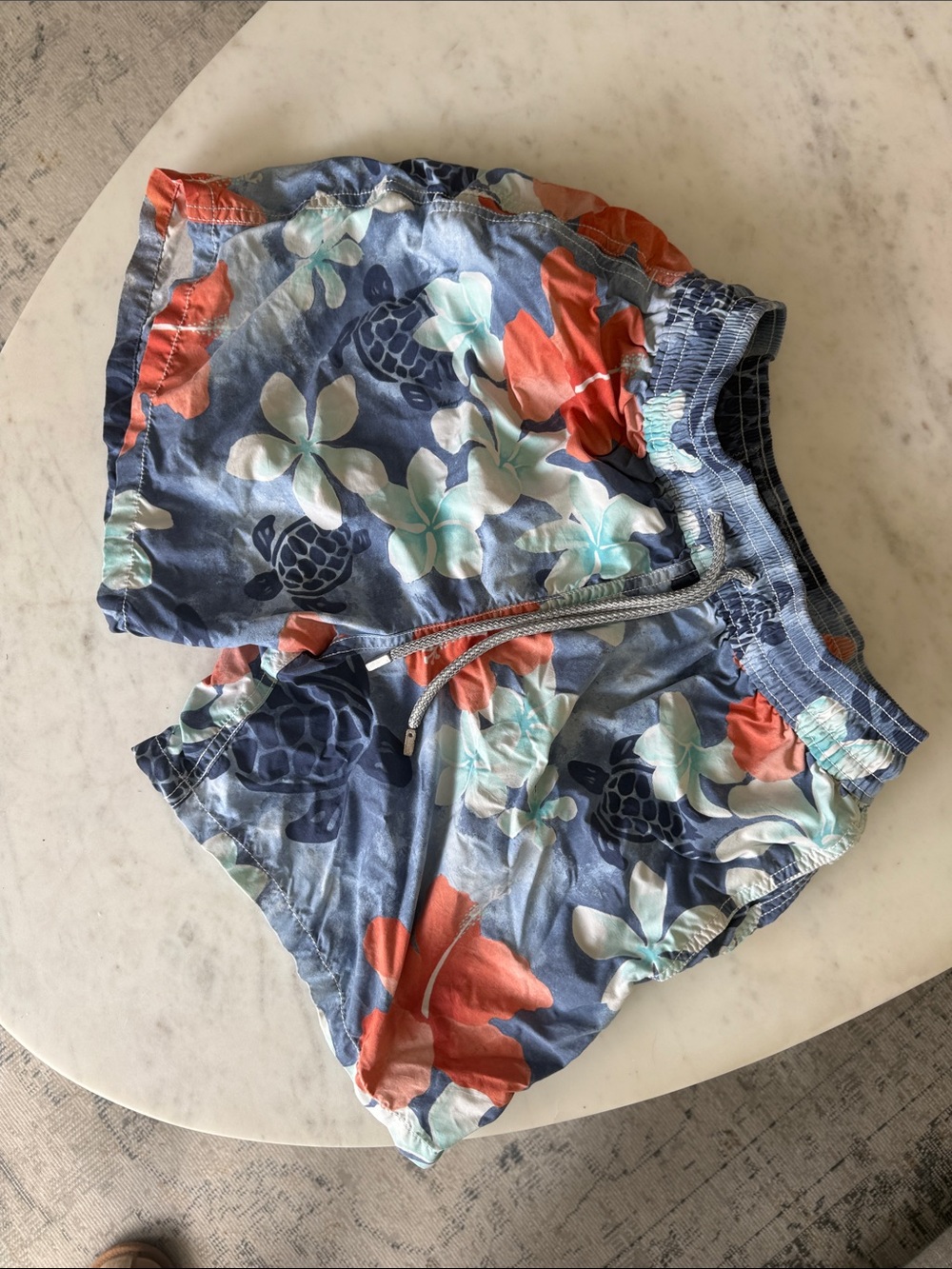 Vilebrequin Blue Floral & Turtle Print Athletic Swim Shorts